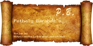Pethely Barabás névjegykártya